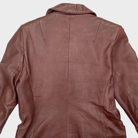 Amen Wardy Vintage Single Breasted Leather Jacket Brown Women's Small/Medium - Picture 10 of 13
